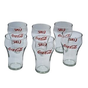 Set of 6‎ Vintage Clear COKE Coca-Cola Glasses Red Lettering 12oz